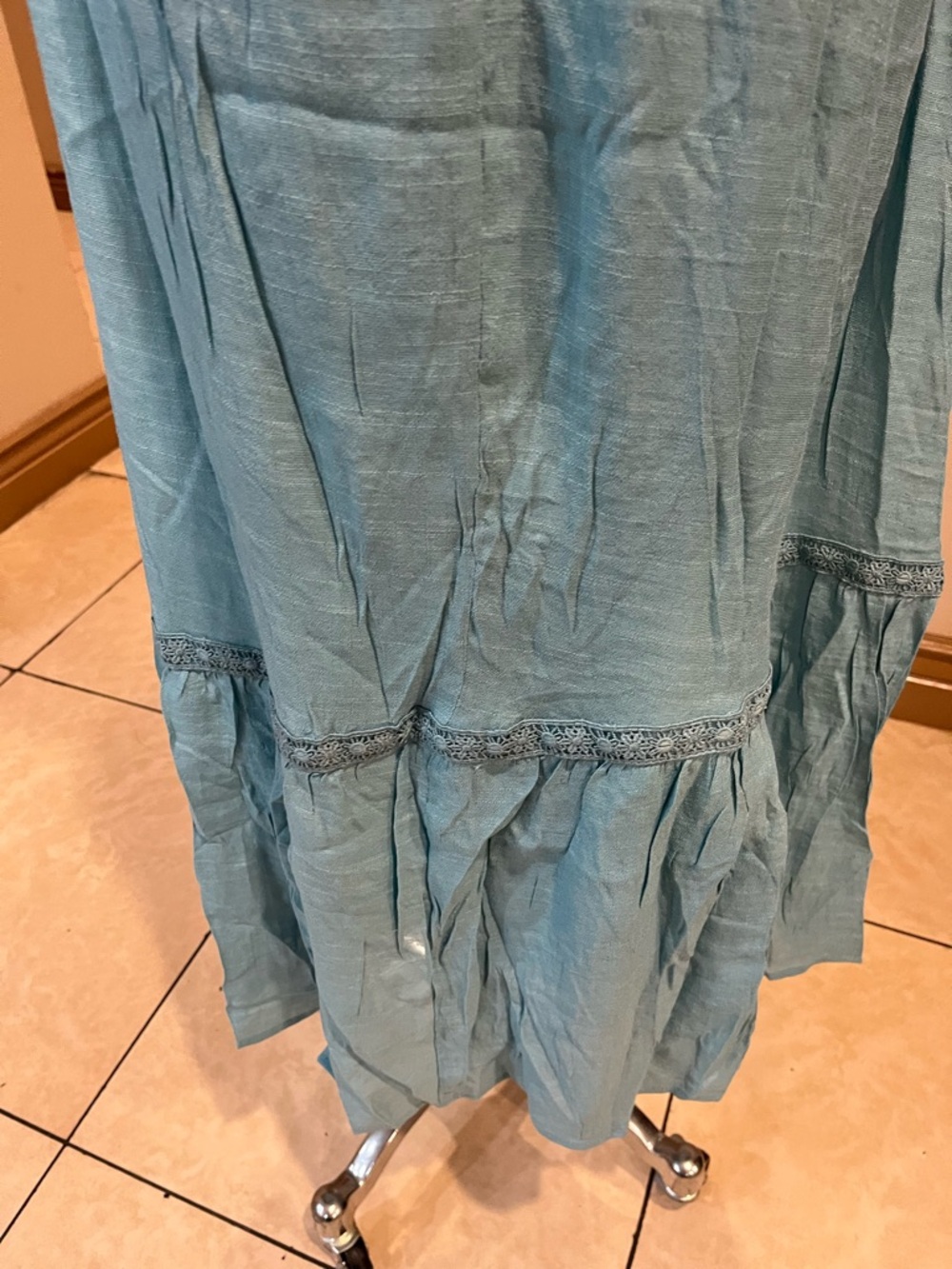 Sky Blue Smocked Maxi Dress with Ruffle Cap Sleeves - Picture 5 of 6